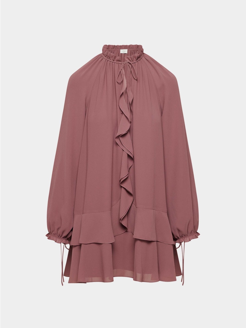 Wilfred Amerie Dress
Ruffled High-Neck Mini Dress in Dusty Rose